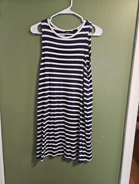 Press Dress Striped Sleeveless Knit Dress - Navy & White